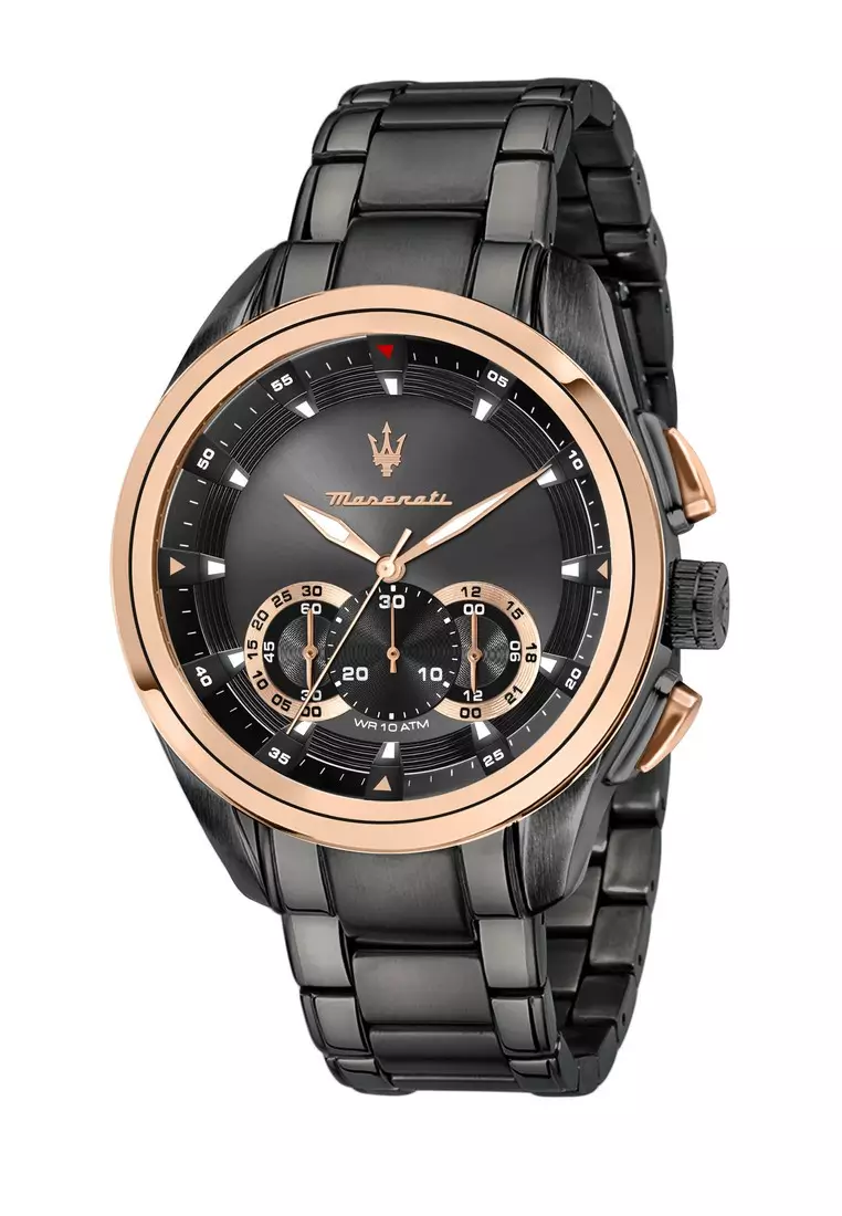 Maserati Traguardo 45mm Chronograph Rose Gold Mesh Strap White Dial Watch For Men - R8873612011