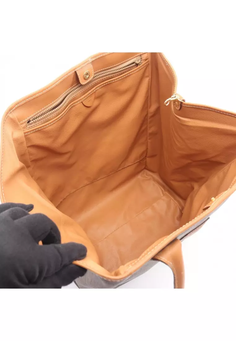 Pre-Loved Celine Macadam Shoulder bag tote bag PVC leather Dark brown beige