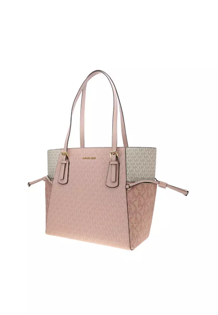 Voyager Large Color-Block Signature Logo Tote Bag In Powder Blush 35S5GV6T7B