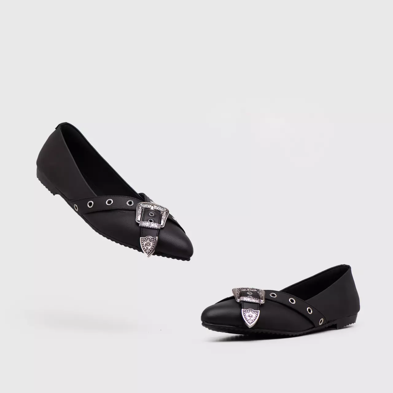 Mufla Flat Shoes Genuine Leather Black