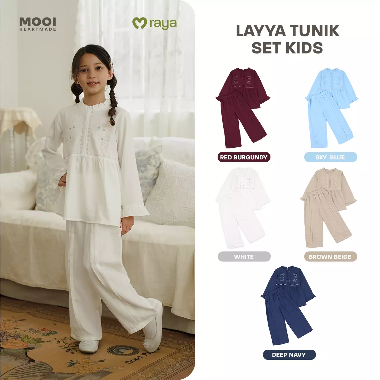 Mooi Dress Anak Gamis Anak Perempuan Raya Collection Samaiya Gamis Basic Series 2026 - Brown Beige