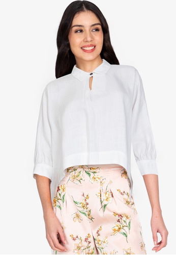 Origin by Zalora white Pleat Front Shirt made from TENCEL™ 09D6EAA5AB676CGS_1