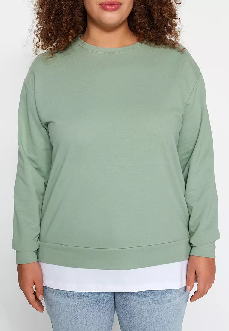 Buy Trendyol Plus Size Green Sweatshirt Online ZALORA Malaysia