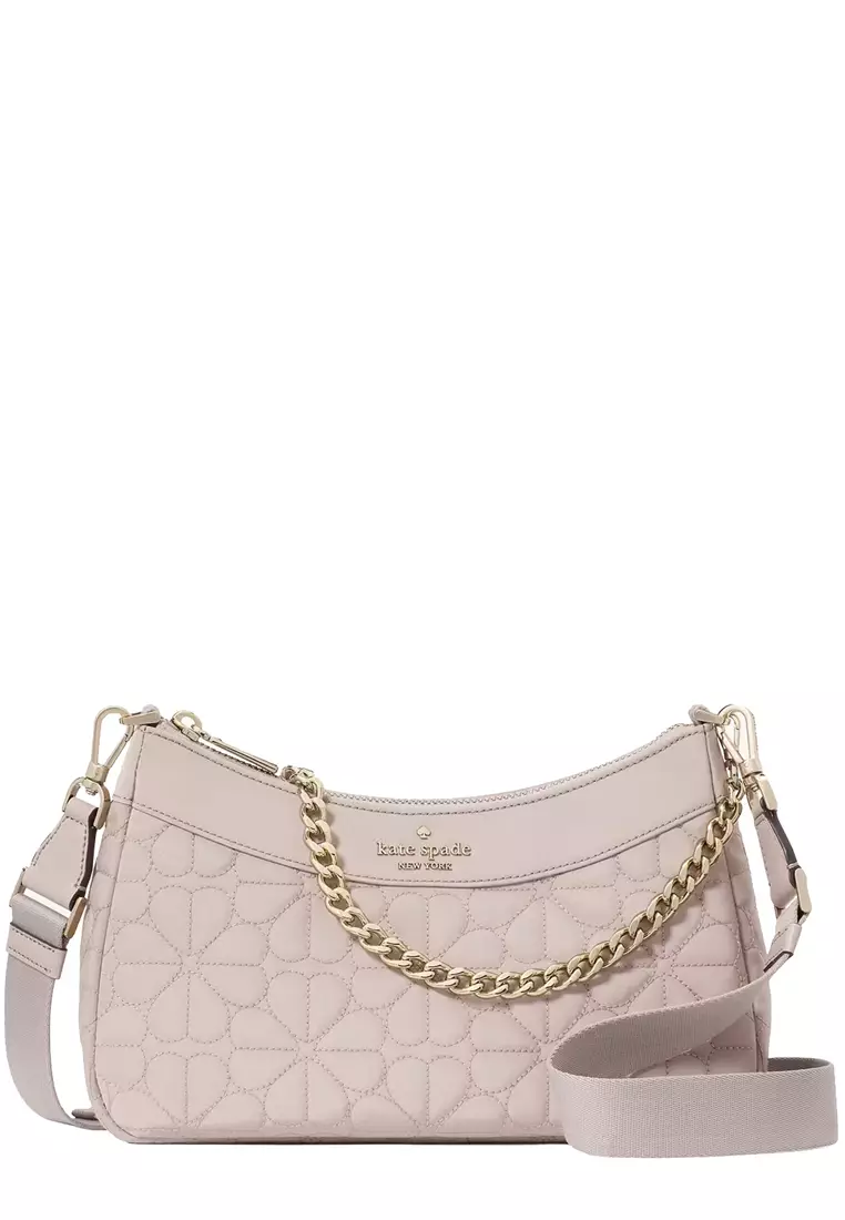 Spade Flower Quilted Fabric Convertible Crossbody Bag in Cozy Grey KK077