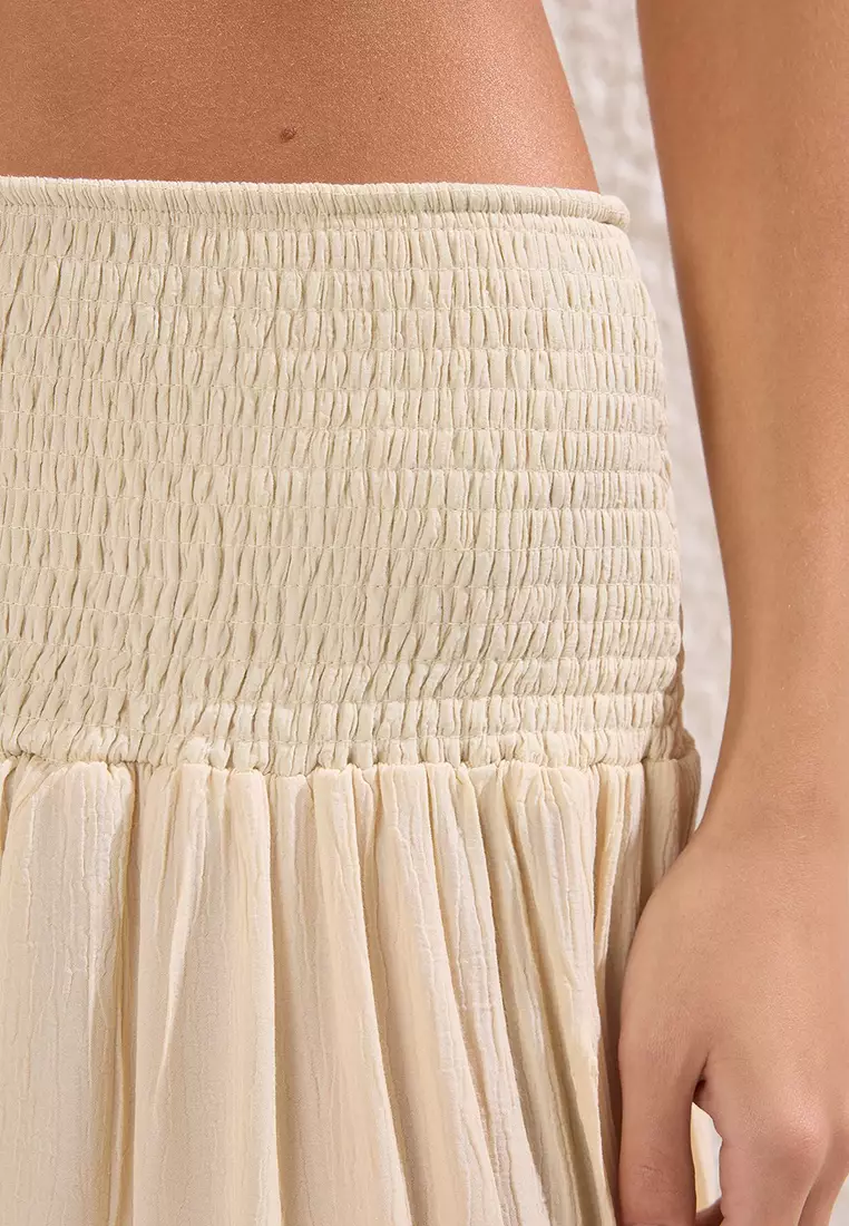 Ecru Maxi Woven Beach Skirt Tbess25Et00012