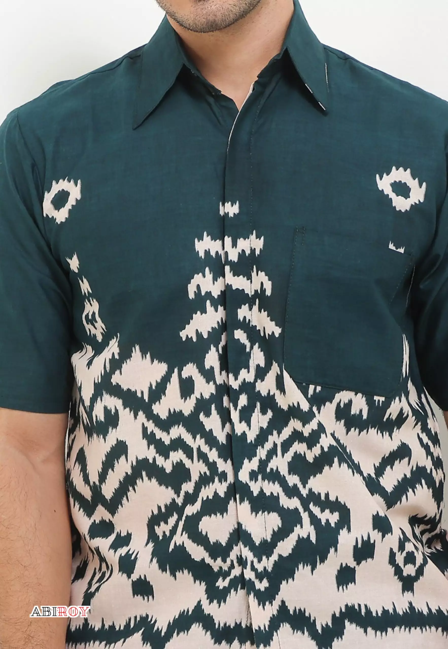 Qinan Emerald Kemeja Batik Pria Premium Slimfit Lengan Pendek NLN