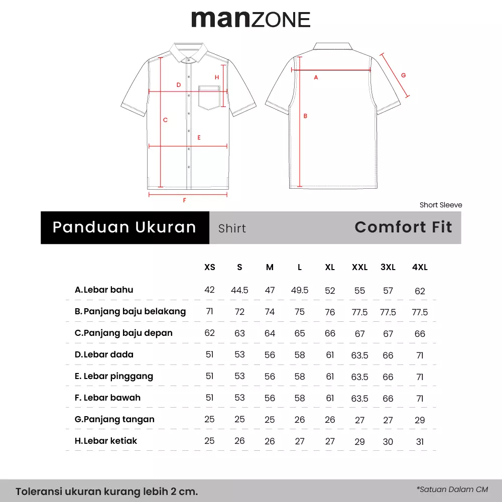 MANZONE X Adipati Dolken - Kemeja Koko Lengan Pendek Shiraz Comfort Fit - White Warna White