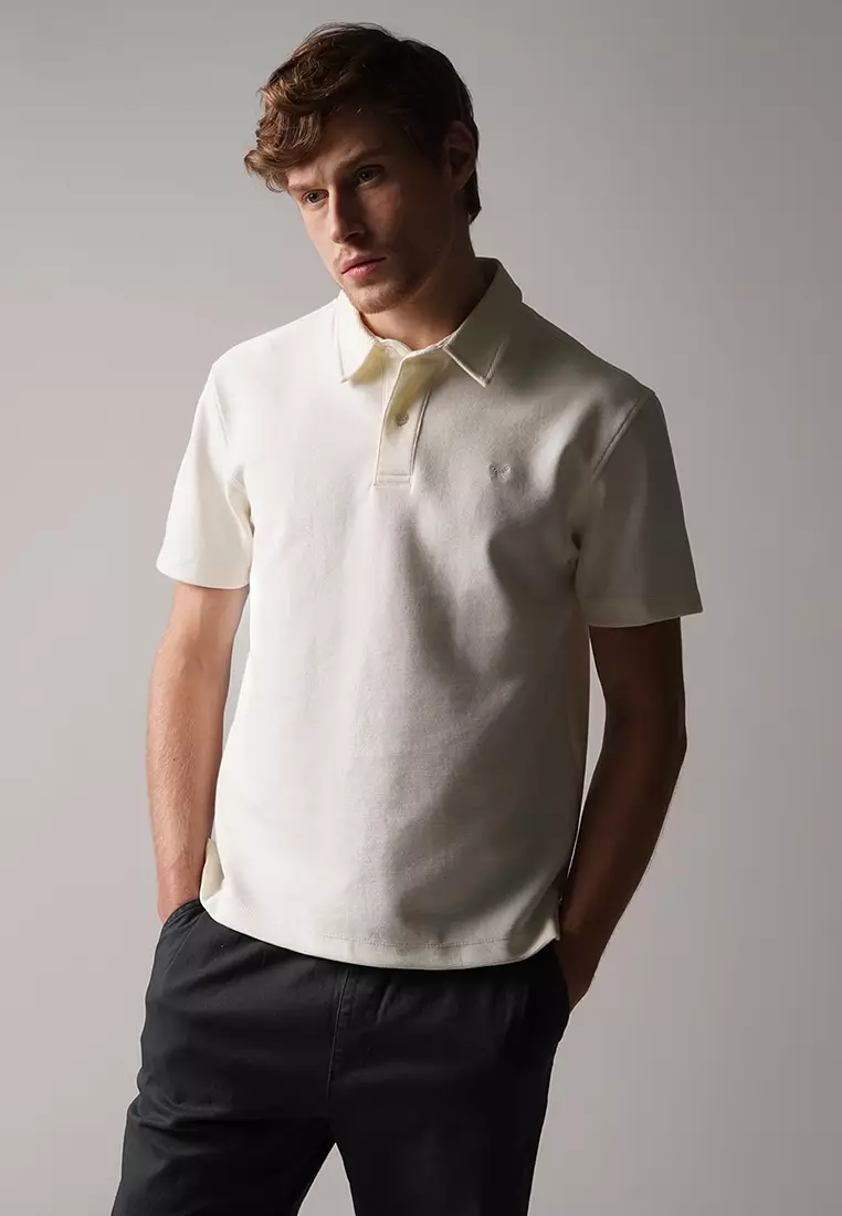 Regular Fit Polo Shirt In Textured Knit