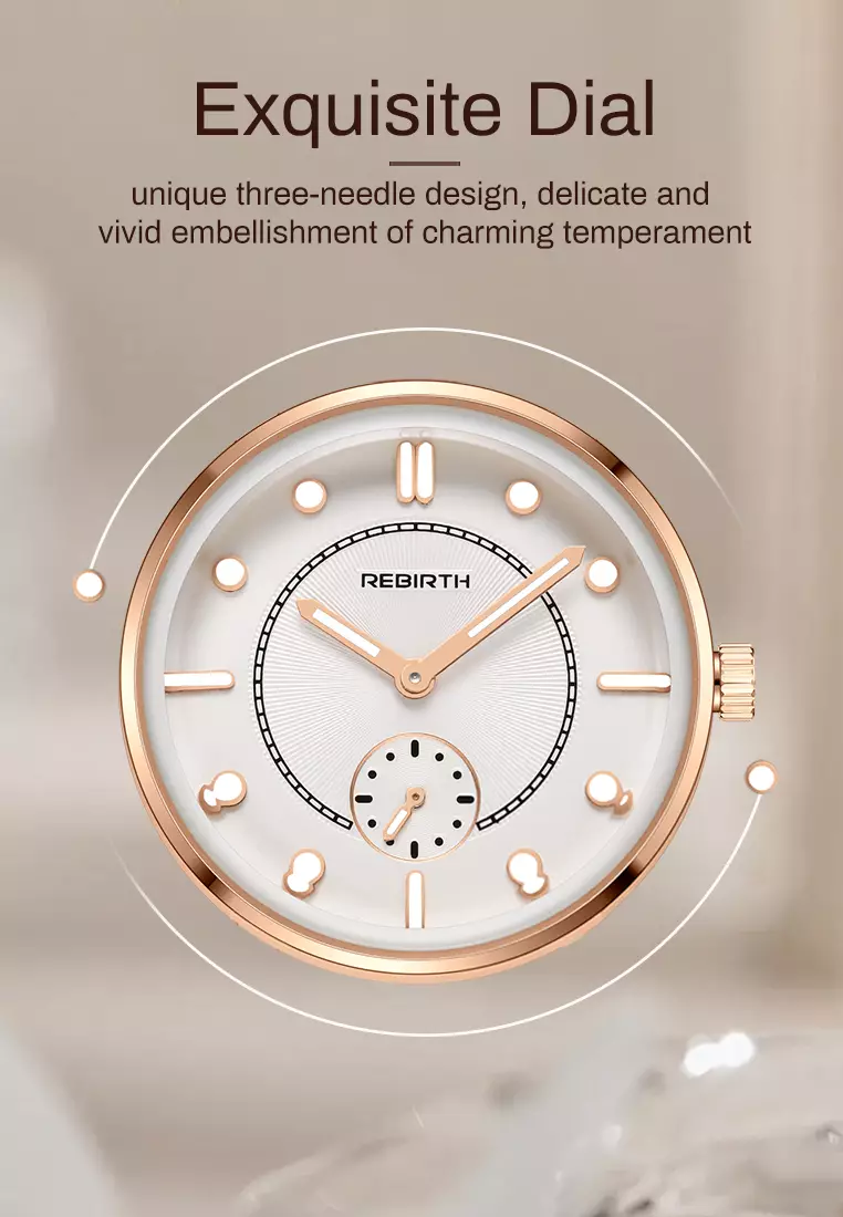 Jam Tangan Wanita Original Anggun Bercahaya Tali Kulit Mode Jam Tangan Cewek pinkwhite