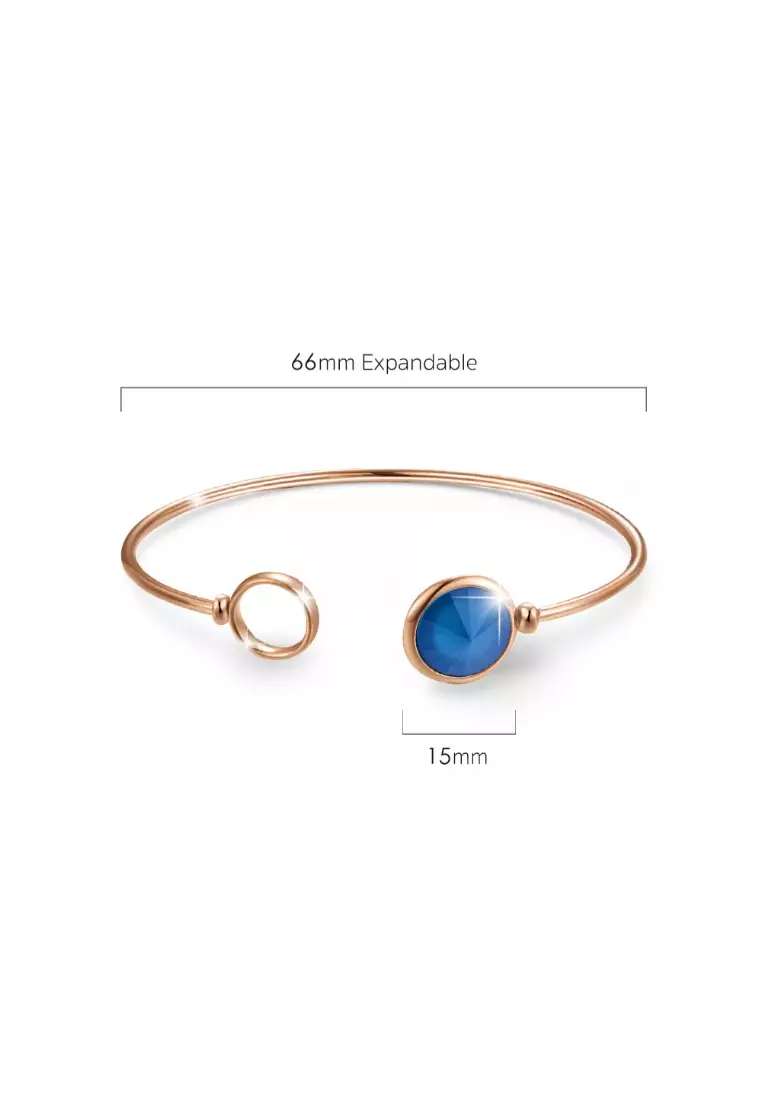 Pristine Bangle Rose Gold Embellished with SWAROVSKI® crystals-Rose Gold/Azare Blue