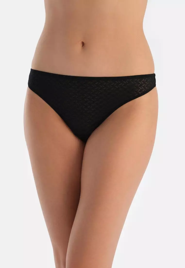 Black Thong, Geometric Print, Underwear for Women