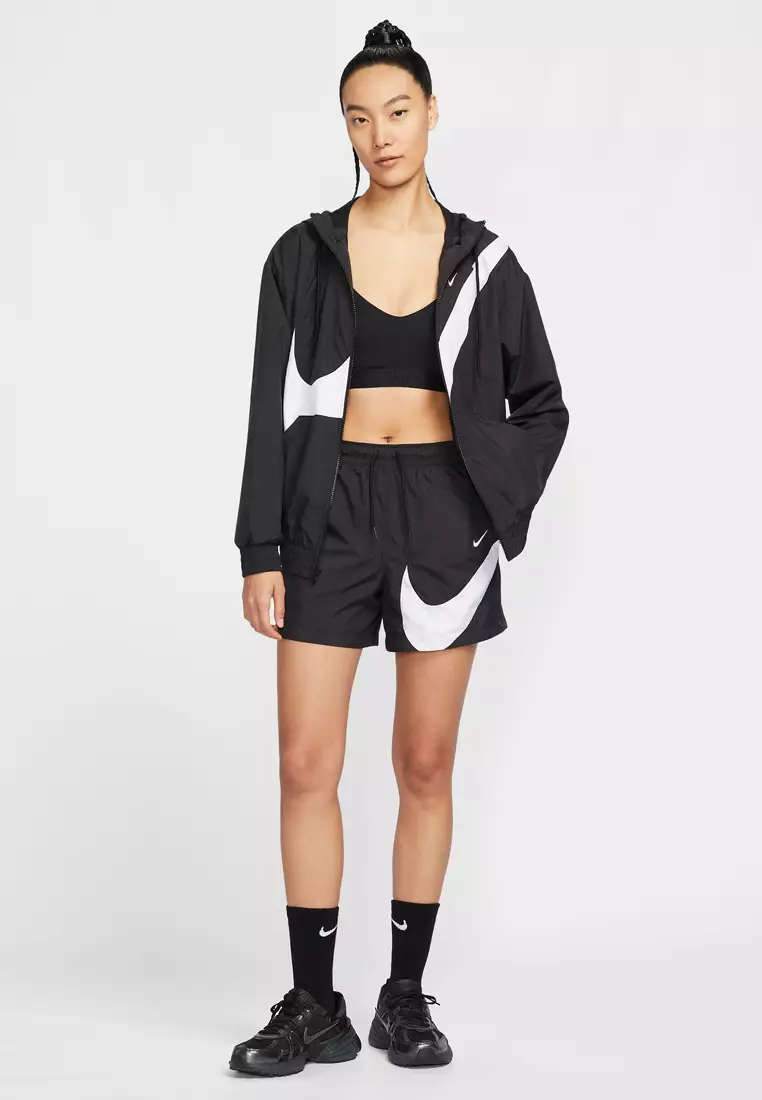 ★★Nike★★ Sportswear Classic Woven Mid-Rise Shorts W Blac Nike Classic Woven Mid Rise Woven Womens Shorts Black White