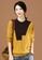 A-IN GIRLS yellow and brown Retro Colorblock Crew Neck Sweater CC9E0AA68AEF13GS_3