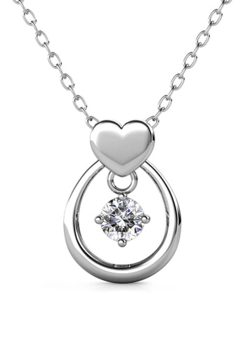 Her Jewellery silver Love Drop Pendant (White Gold) - Made with premium grade crystals from Austria D5677AC27FFA70GS_1
