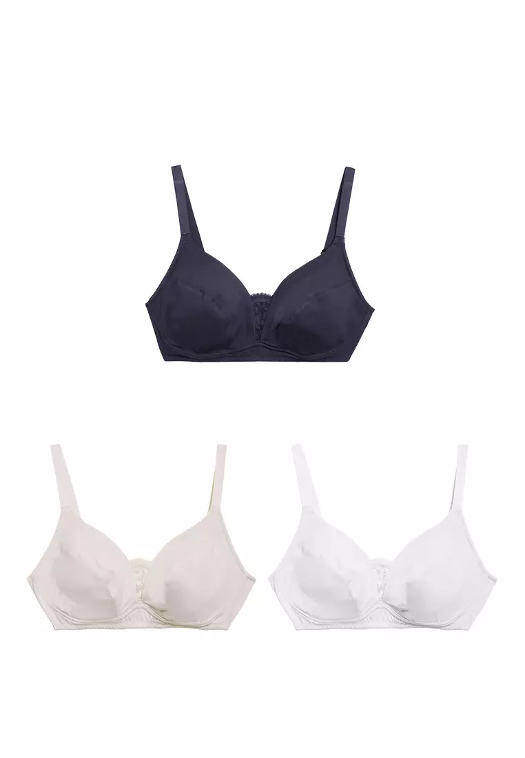 3pk Cotton Rich Non Wired T-Shirt Bras A-E, M&S Collection