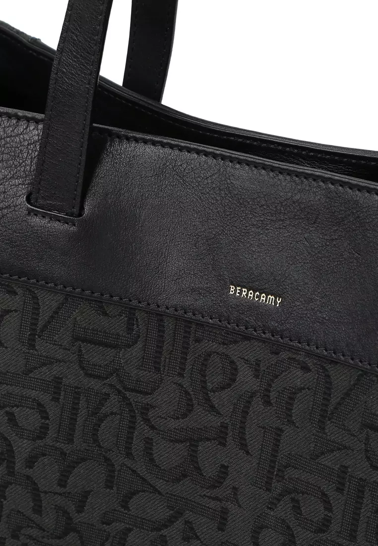 Soft-Structured Trapezoidal Canvas Tote Bag - Black