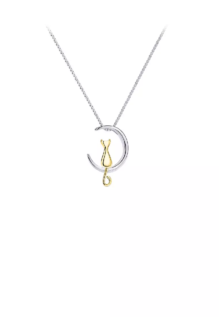 Cat moon top pendant necklace