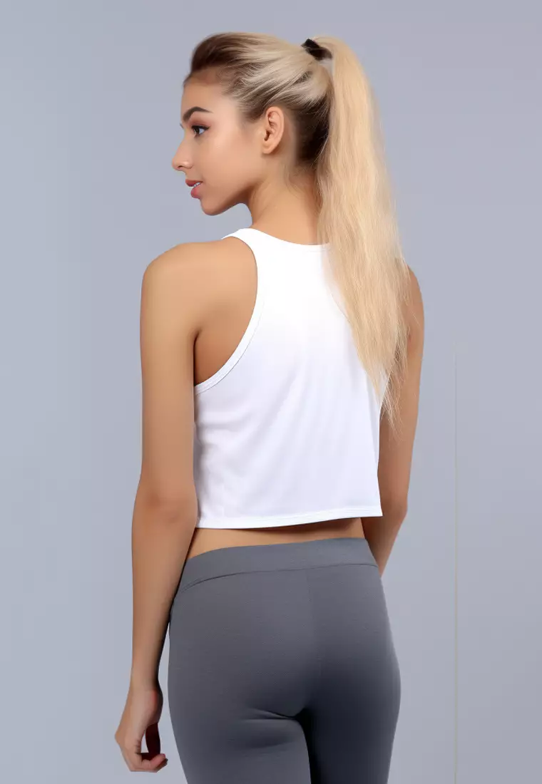 LSB88 kaos tank top tee crop UAT "yoga art" putih