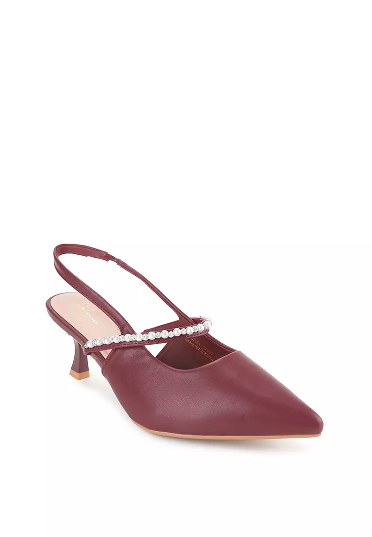 LAUREL J2587-9 SLINGBACK HEELS MAROON
