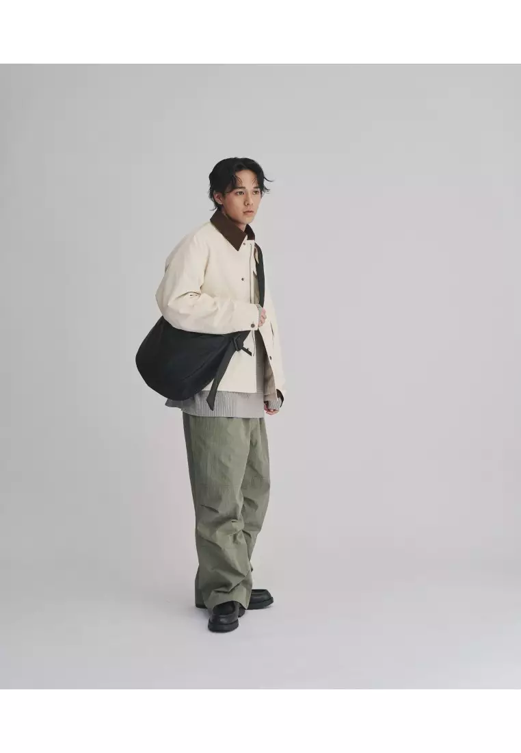 Plain-me  黑色闊帶雲朵半月包(中)