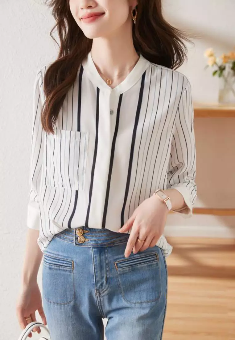 Buy Halo Stripe Pattern Blouses Online