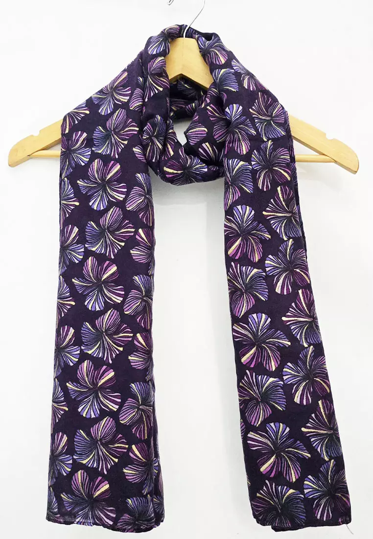 Aksesoris Wanita Orchid Gold Dust Embellish Syal Wanita Prada Viscose Pashmina Shawl Purple & Gold