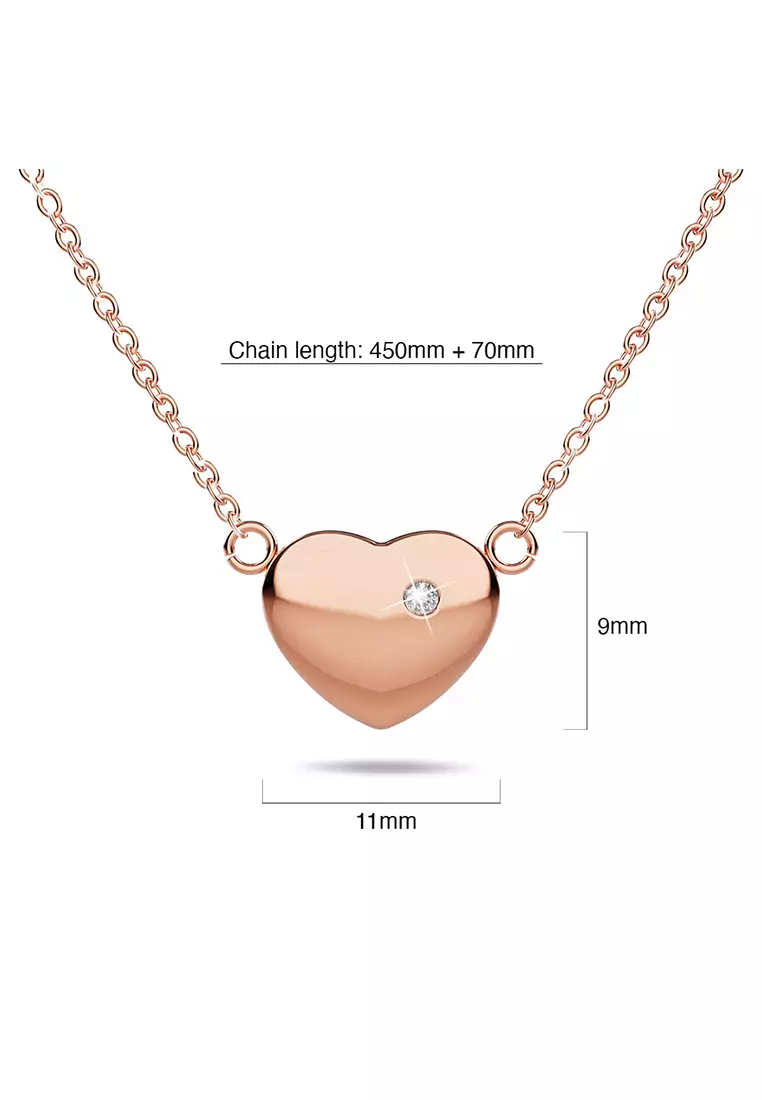 Puffy Heart Necklace in Rose Gold Plated Titanium with Genuine 0.01ct Diamond