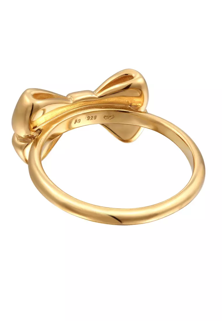 Cincin Perhiasan Perak 925 Wanita Ribbon Gold Plated