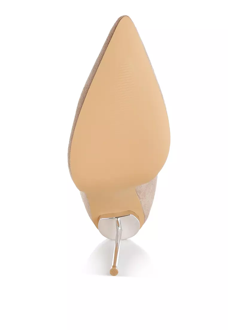 Sepatu Bot Lipat Berhias Berlian Imitasi Warna Beige