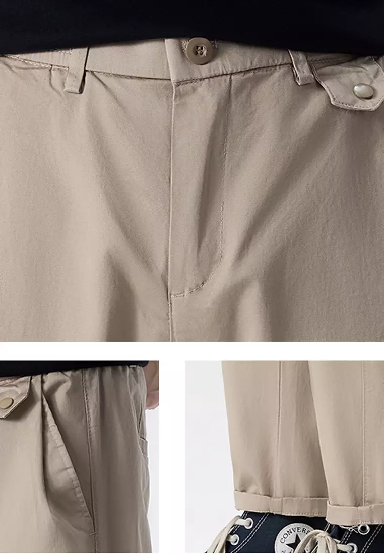 型男修身斜布褲