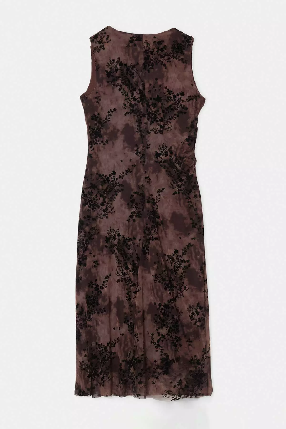 Brown Flock Printed Maxi Knitted Plus Size Dress Tbbss26Ah00279