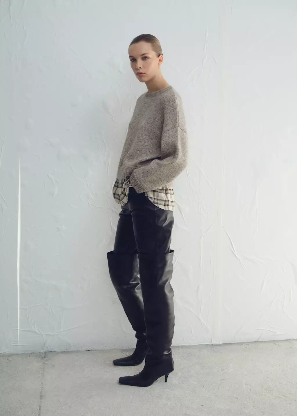 Sweater kemeja kombinasi