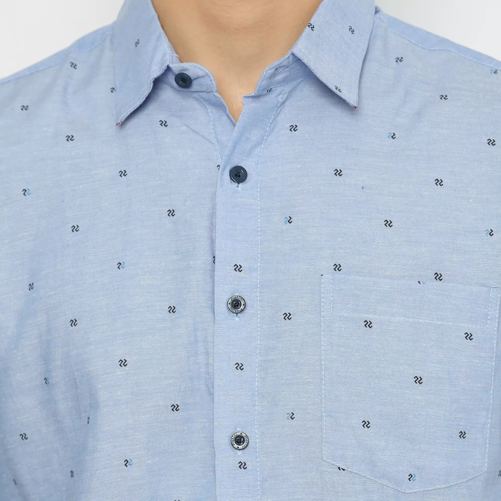 Platini Kemeja Pria Motif Lengan Pendek Biru 132040