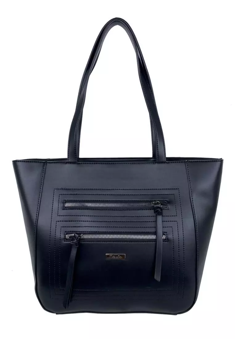 Buy Michael Kors Mel Medium Saffiano Leather Tote - Black At 14% Off