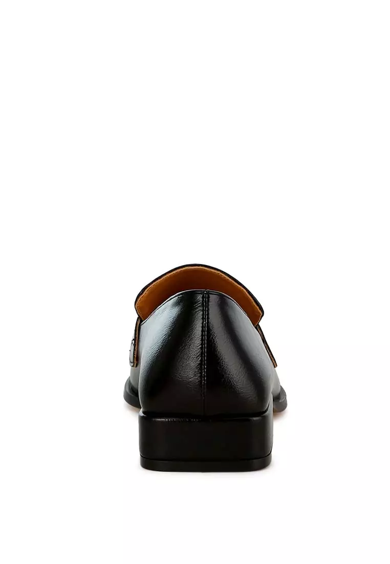 Metallic Penny Loafers in Black