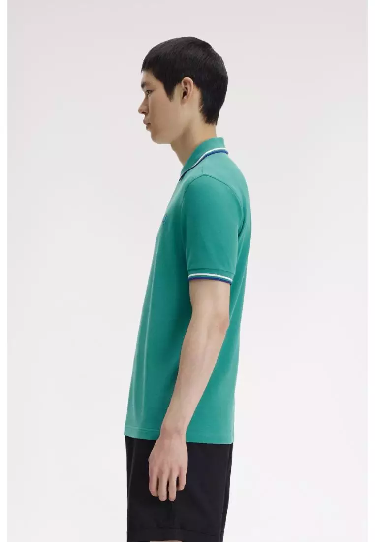Fred Perry M3600 Twin Tipped Fred Perry Shirt (Deep Mint / Snow White / Soho Eclipse)