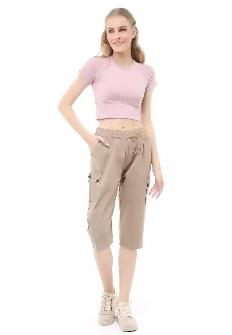 Madoc Short Pants Celana Pendek Kasual Wanita 7/8 Style Pocket Material Cotton ORIGINAL - Cream