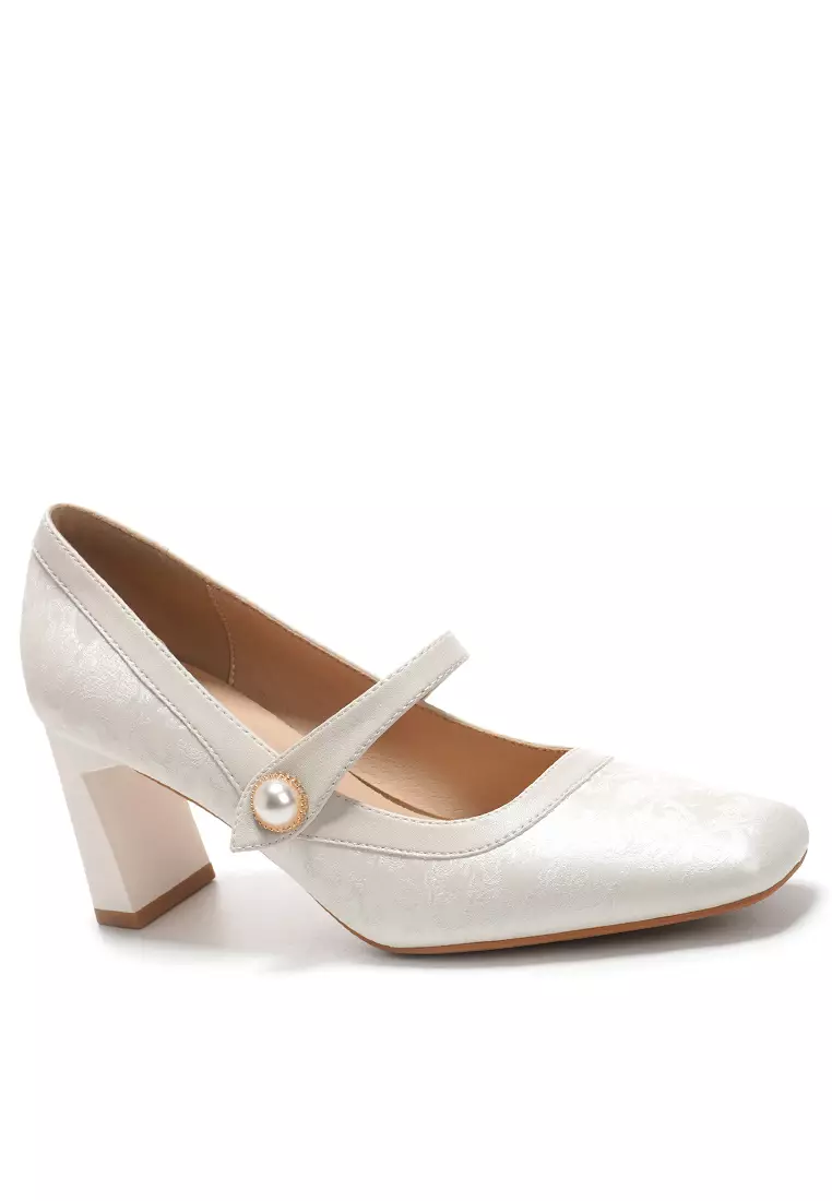 Discount on Twenty Eight Shoes  shoes - SKU: 7CM Pearl Strap Cotton Print Mary Jane Shoes BY2373-52