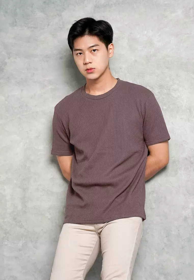 Kale Waffle Purple / Kaos Polos Tekstur Lengan Pendek Pria / Unisex