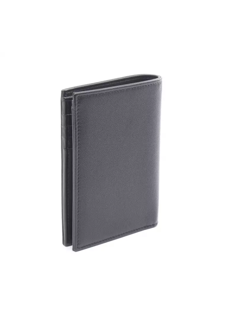 Pre-Loved Chanel coco mark passport case card case pass case Caviar skin black gold hardware