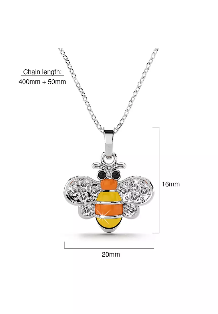 Bumblebee Crystal Necklace White Gold Layered Jewellery