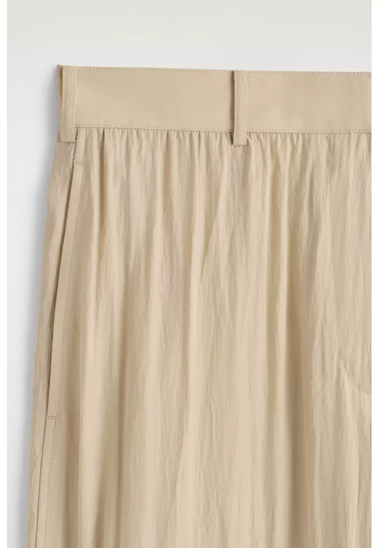 HANDMADE CRINKLED-SILK STRAIGHT-LEG TROUSERS