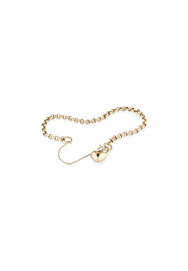 19cm (7.5) Heart Bracelet in 10kt Yellow Gold