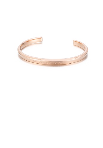 Glamorousky silver Fashion Simple Plated Rose Gold Geometric Round 316L Stainless Steel Open Bangle 052E1AC3266F5CGS_1