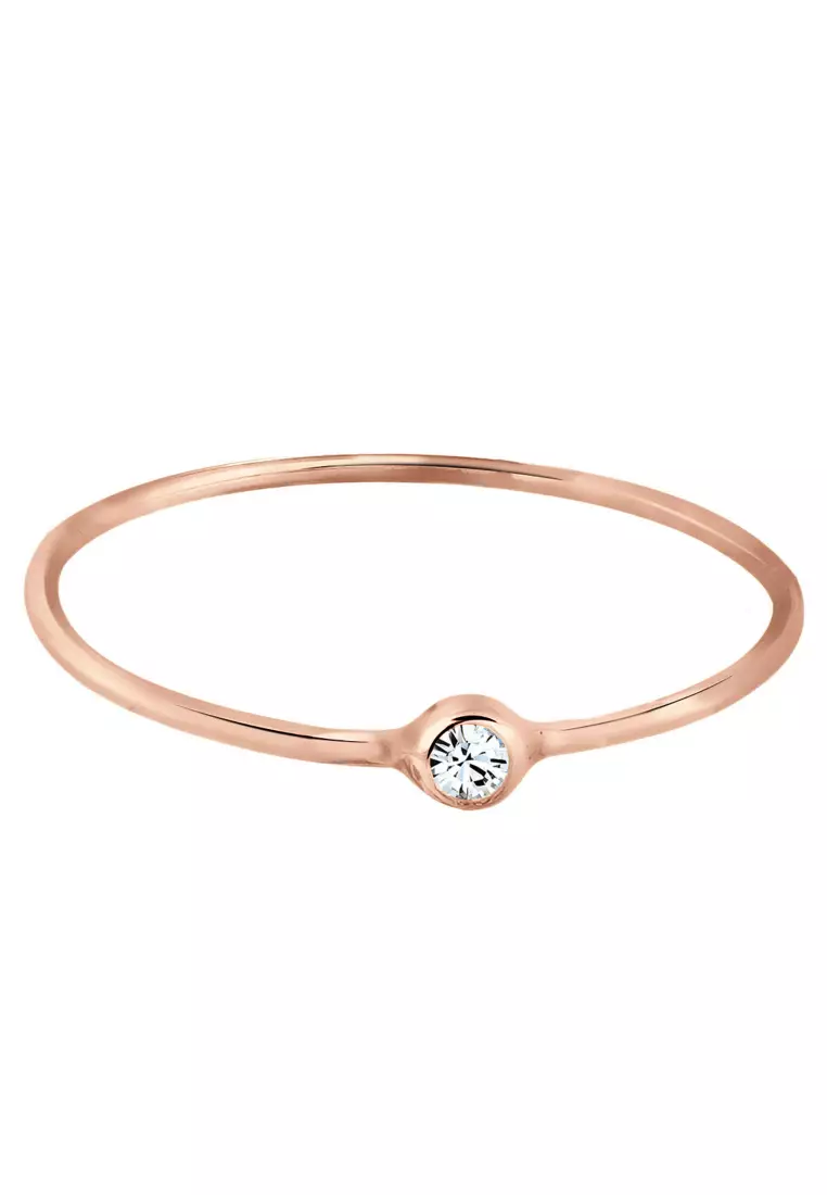 Ring Solitaire Stacking Rosegold Plated Embellished with Crystals by Swarovski®