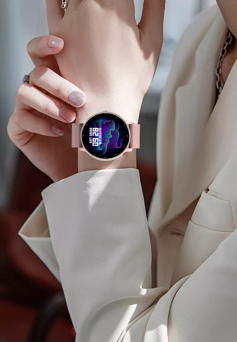 SmartWatch ZL02D Layar Terang 1.28'' Anti Air IP67 Olahraga Pemantauan Tidur dan Detak Jantung Jam Tangan Pria Wanita pink dengan tali jam gratis