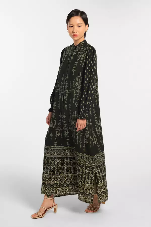 MINIMAL - Atheer - Gamis Motif Ornament - Green Dark - Manzone & Minimal Warna Green_Dark