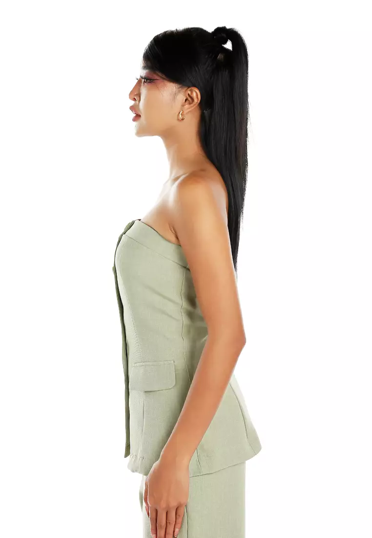 Tailored Woven Button-Down Corset Top