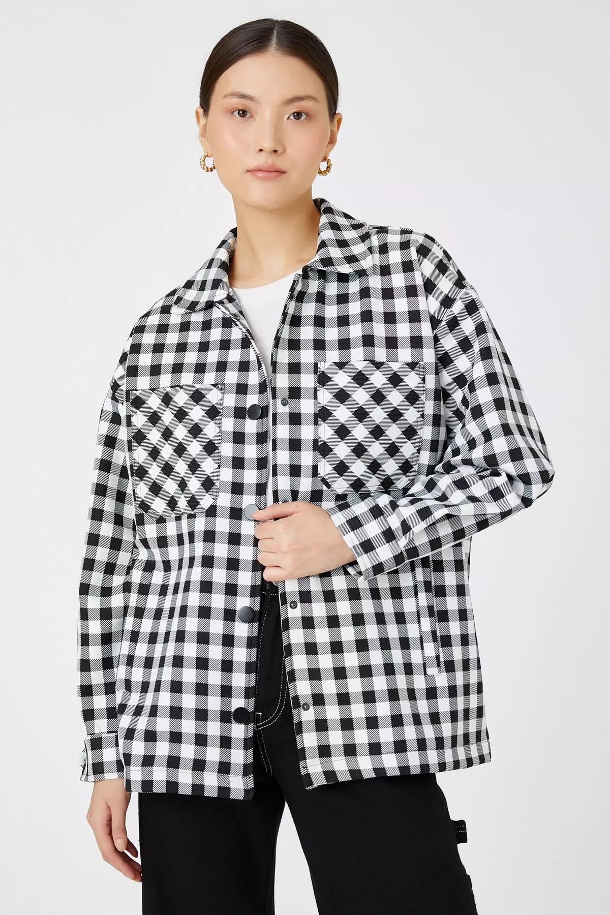 White on sale checkered jacket