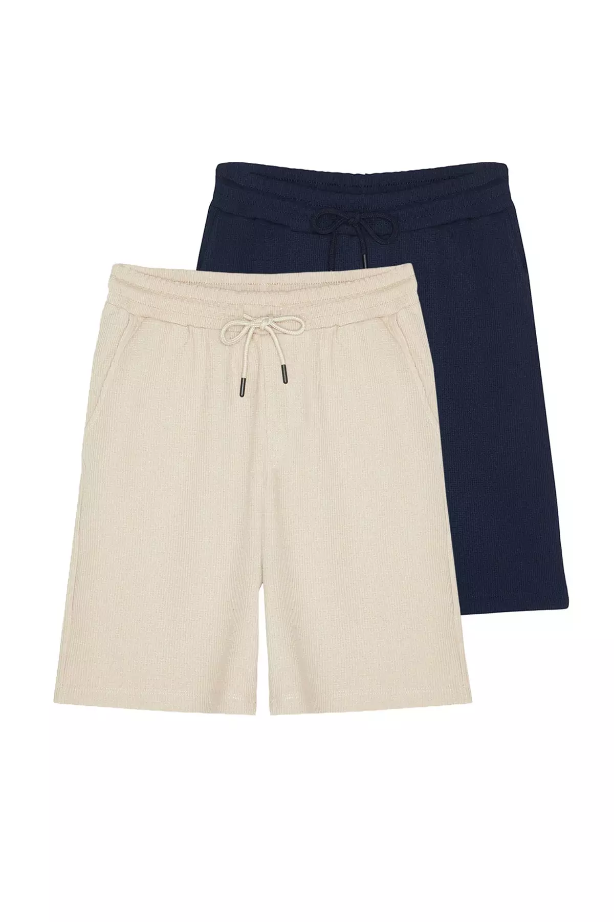 Buy Trendyol Navy Blue Beige Men s Regular Fit Textured 2 Pack